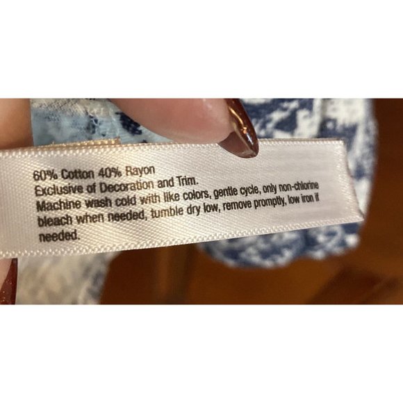 Lucky Brand Aztec Blue/White Swing Tank Sz M Boho - Picture 7 of 7